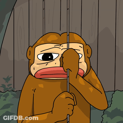 Cartoon Monkey Sitting On Swing In Woods GIF