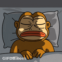 Cartoon Monkey Sleeping In Bed GIF