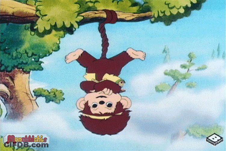 Cartoon Monkey Spinning Downward Spin GIF