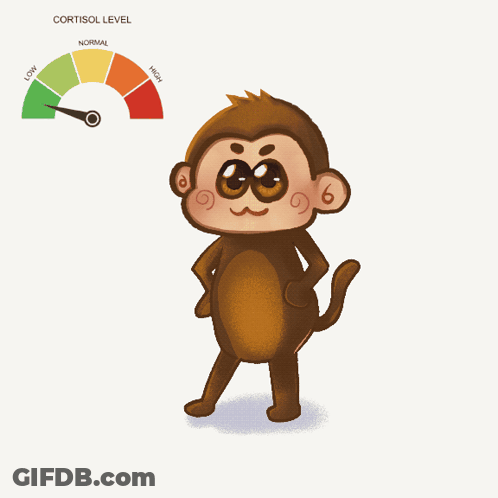 Cartoon Monkey Standing Near Gauge GIF