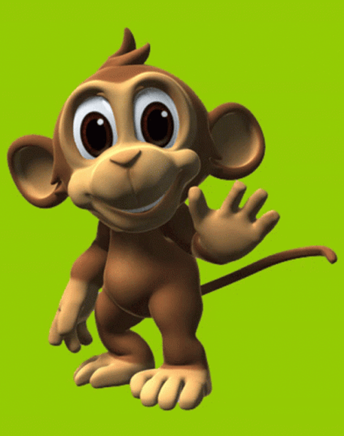 Cartoon Monkey Waving GIF