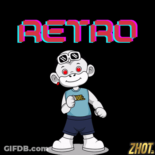 Cartoon Monkey Wearing Sunglasses And Retro Shirt GIF
