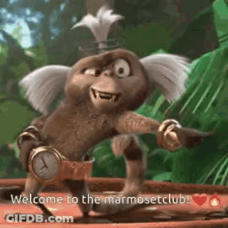 Cartoon Monkey Wearing Watch Holding Knife GIF