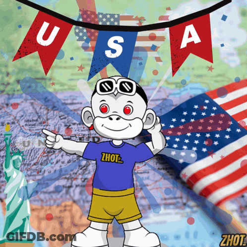 Cartoon Monkey Wearing Zhout Shirt GIF