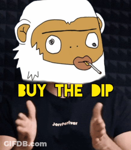 Cartoon Monkey With Cigarette And Buy The Dip Text GIF