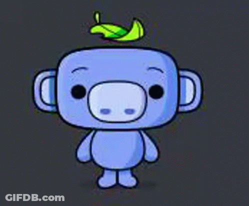 Cartoon Monkey With Green Leaf On Head GIF