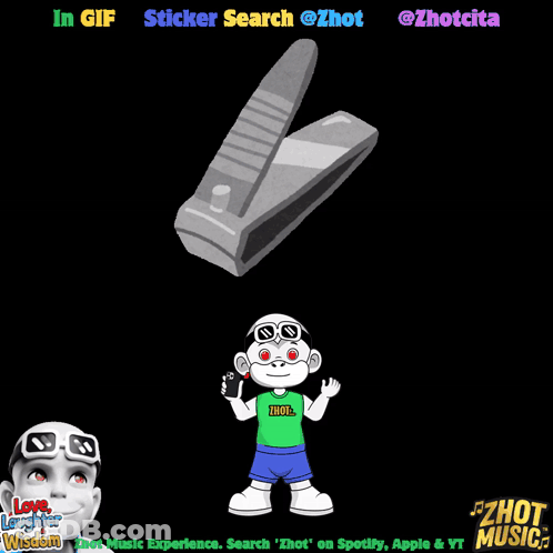 Cartoon Monkey With Green Thot Shirt And Nail Clipper GIF