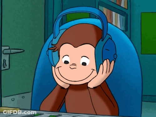Cartoon Monkey With Headphones Smiling GIF