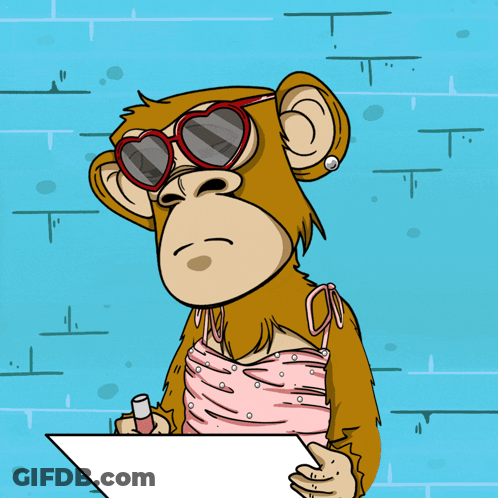 Cartoon Monkey With Heart Sunglasses Holding Paper GIF