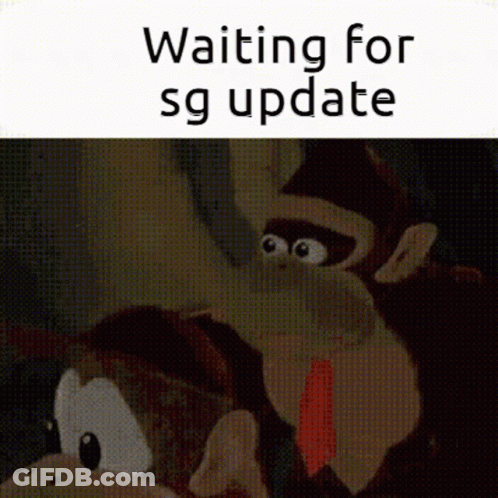 Cartoon Monkey With Red Tie Waiting For Sg Update GIF