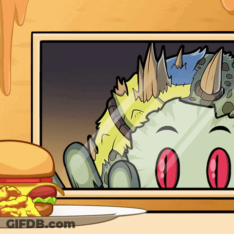 Cartoon Monster And Hamburger GIF