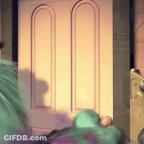 Cartoon Monster At Locked Door GIF