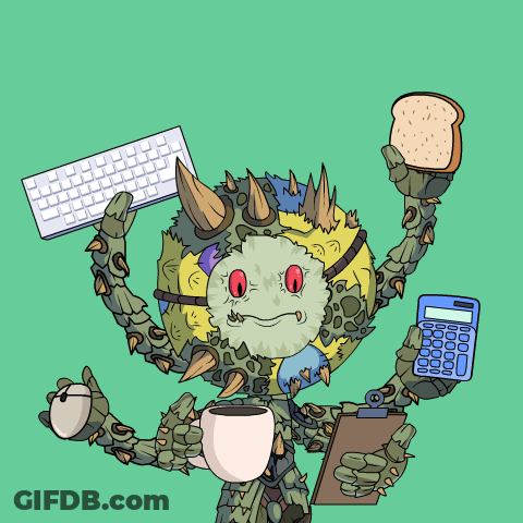 Cartoon Monster Holding Calculator And Keyboard GIF