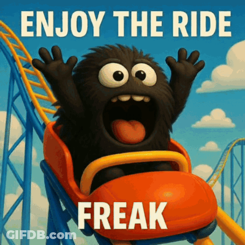 Cartoon Monster Riding Roller Coaster Enjoy The Ride GIF