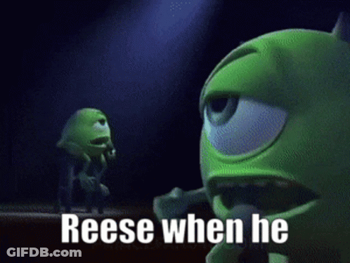 Cartoon Monster Saying Reese Next To Another Monster GIF