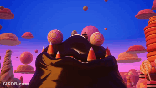 Cartoon Monster With Candy Corn On Head GIF