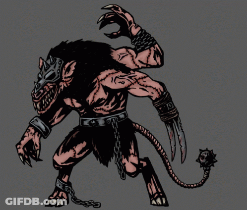 Cartoon Monster With Chains GIF