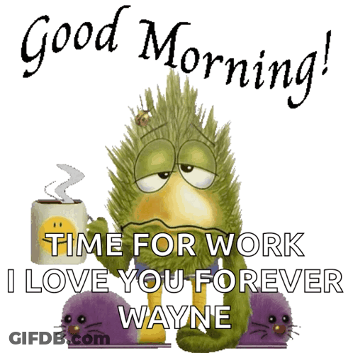 Cartoon Monster With Coffee Good Morning GIF