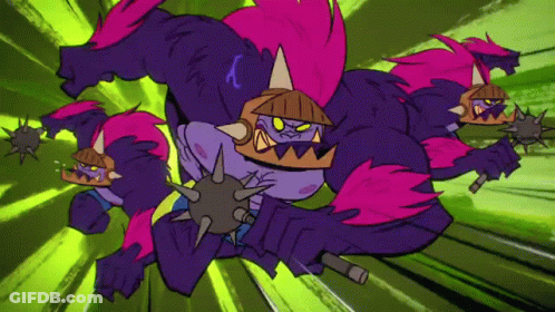 Cartoon Monster With Crown Holding Sword GIF