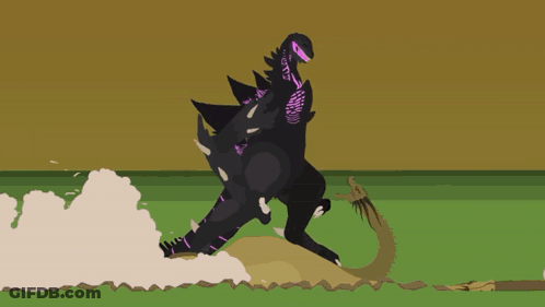Cartoon Monster With Purple Tail Beam GIF