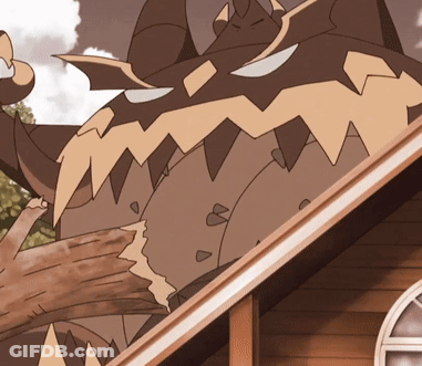 Cartoon Monster With Sharp Teeth And Horns GIF
