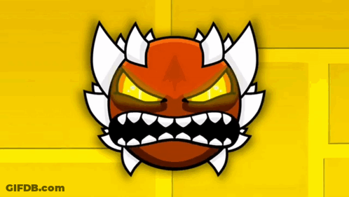 Cartoon Monster With Sharp Teeth And Yellow Eyes GIF