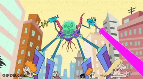 Cartoon Monster With Skull GIF