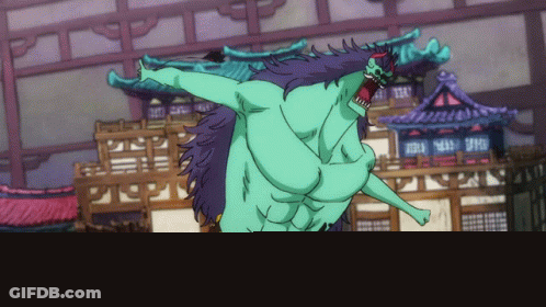 Cartoon Monster With Tiger Print Shorts GIF