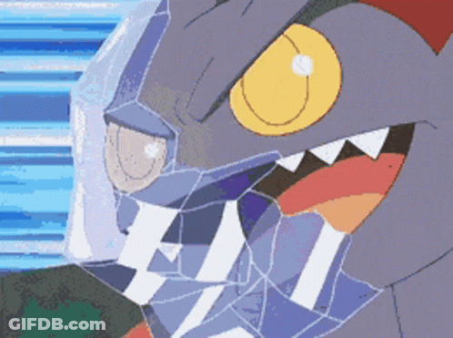 Cartoon Monster With Yellow Eye And Sharp Teeth GIF