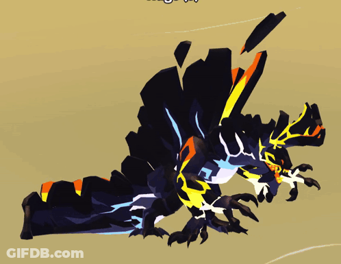 Cartoon Monster With Yellow Stripe On Back GIF