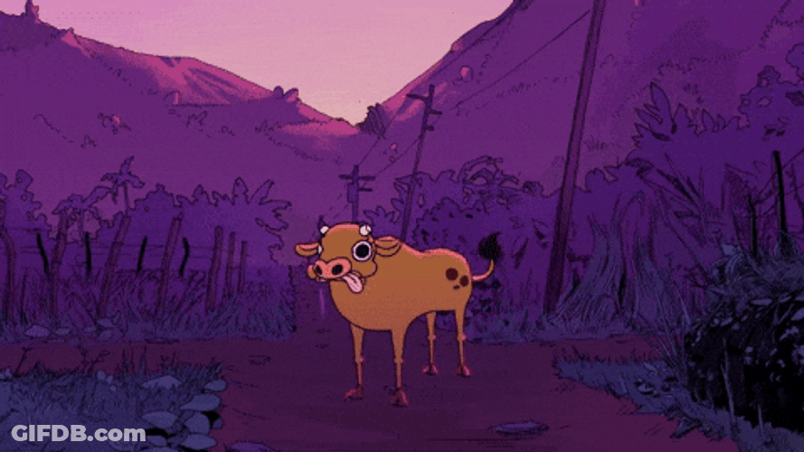 Cartoon Moo Alone In The Woods GIF