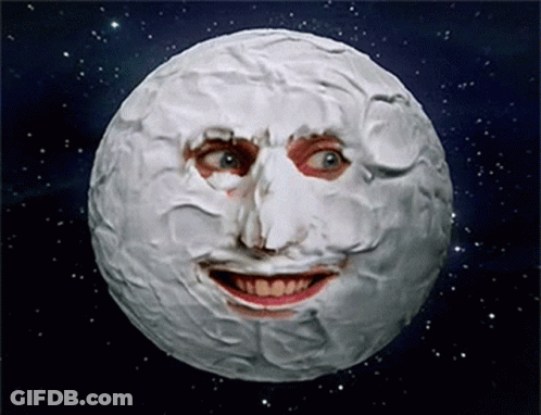 Cartoon Moon Face In Space GIF