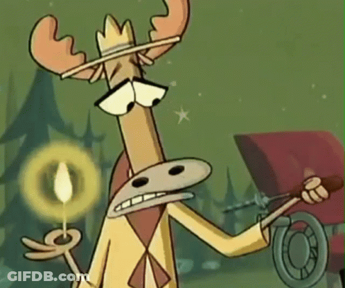 Cartoon Moose Holding Candle And Horn GIF
