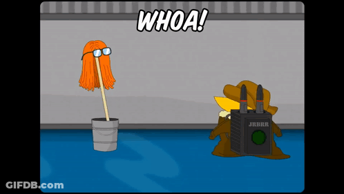 Cartoon Mop With Glasses Whoa GIF
