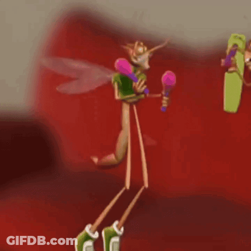 Cartoon Mosquito Holding Purple Object GIF
