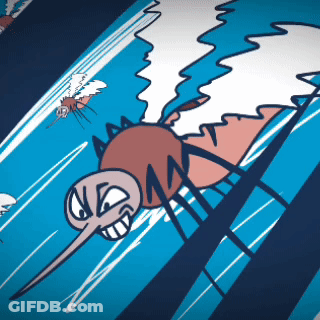 Cartoon Mosquito With Letter M On Face GIF