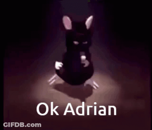 Cartoon Mouse Dancing Saying Ok Adrian GIF
