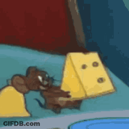 Cartoon Mouse Holding Cheese GIF