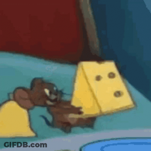 Cartoon Mouse Holding Cheese In Mouth GIF