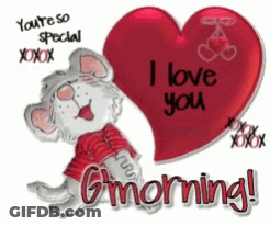 Cartoon Mouse Holding Heart Saying I Love You GIF