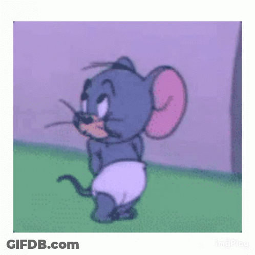 Cartoon Mouse In Diaper On Grass GIF