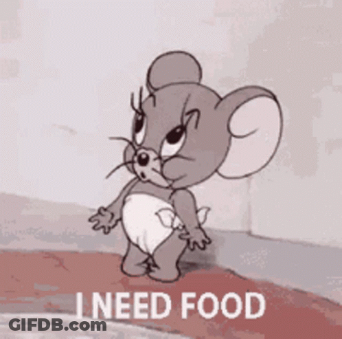 Cartoon Mouse In Diaper Saying I Need Food GIF
