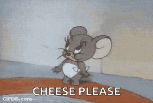 Cartoon Mouse In Diaper Shouting Cheese Please GIF