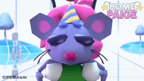 Cartoon Mouse In Party Hat Saying Home Paige GIF