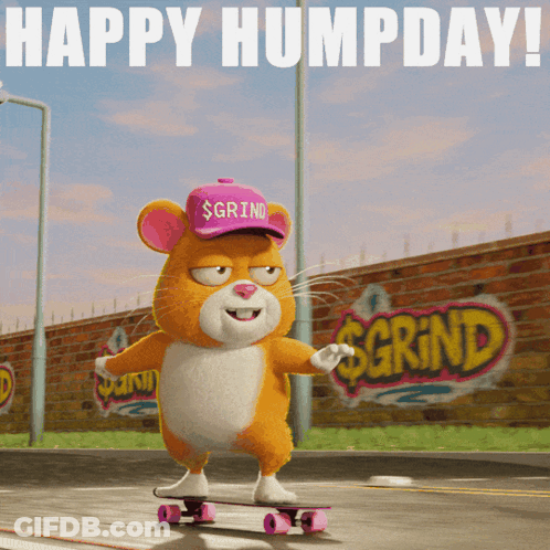 Cartoon Mouse In Pink Hat Saying $ Grind GIF