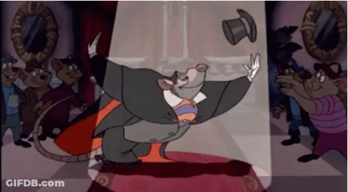 Cartoon Mouse In Tuxedo Throwing Top Hat GIF