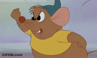 Cartoon Mouse In Yellow Shirt And Blue Hat Says Bring GIF