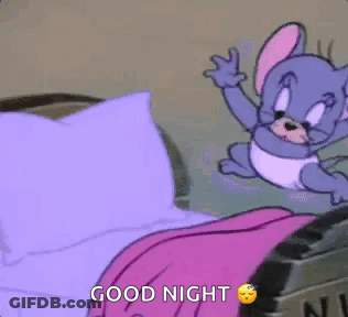 Cartoon Mouse Jumping Out Of Bed Good Night GIF