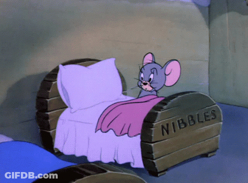 Cartoon Mouse Nibbles In Bed GIF