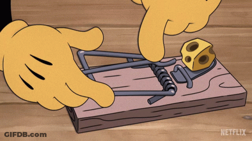 Cartoon Mouse Putting Cheese In Mousetrap Netflix GIF